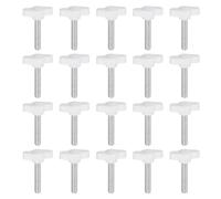 QUARKZMAN 20Pcs Vis de Serrage Vis à Oreilles M6 x 30mm Filetage Mâle Standard Plastique Boutons en T Poignées Boutons de Serrage Manuels Poignée Vis Moletée, Blanc