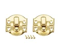 QUARKZMAN 21 x 20mm Rétro Boîte Loquet x 2PCS Rétro Petite Taille Décoratif Moraillon Fermoir avec Montage Vis pour Boîte à outils Valise, [Doré]