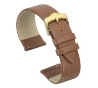 QUARKZMAN 22mm Bracelet De Monture En Cuir Véritable Marron Clair, Bracelet De Monture Plat Fin Et Élégant À Libération Rapide Avec Boucle En Acier Inoxydable Doré Pour Hommes Et Femmes