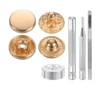 QUARKZMAN 24 Ensemble De Boutons-Pression En Cuir Kit 10mm Dia coque Bouton-Pression En Laiton Longueur 2.76" Boutons-Pression Métalliques Avec 4 Outils D'Installation, Or