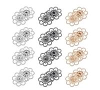 QUARKZMAN 24 Ensembles de Boutons-Pression en Forme de Fleur Creuse, Boutons-Pression 25 mm, Argent/Or/Gris Fer