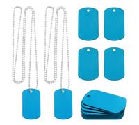 QUARKZMAN 24 Pack Rectangle Aluminum Blank Tags 50 x 30 x 1mm Plaques Naturels En Aluminium À Graver Avec Chaînes Pour Outils Gravure DIY Bijoux, Lac Bleu