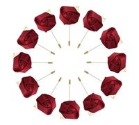 QUARKZMAN 24 Pcs Boutonnières de Marié Boutonnières de Roses Épingles pour Hommes Cérémonie de Mariage Anniversaire Dîner Formel Rouge Bordeaux
