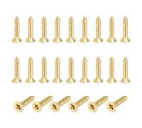 QUARKZMAN 24 Pcs Vis En Laiton, M4 x 20mm Tête Plate Phillips Auto-Taraudeuse Solide Pour Réparation De Meubles, Cadre Photo, Cloison Sèche, Électroménager