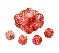 QUARKZMAN 24Pcs 6 Faces Colorées Standard Dés, 16mm Acrylique D6 Mini Polyédrique Perle Motif Bicolores Jeu De Dés pour Table Games, Rouge/Blanc, Point Or