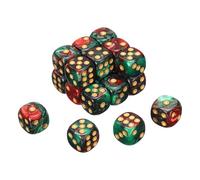 QUARKZMAN 24Pcs 6 Faces Colorées Standard Dés, 16mm Acrylique D6 Mini Polyédrique Perle Motif Deux Tons Couleurs Set De Dés pour Jeux De Table, Rouge/Vert, Point Or
