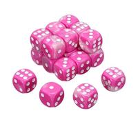 QUARKZMAN 24Pcs 6 Faces Colorés Standard Dés, 16mm Acrylique D6 Mini Polyédrique Perle Motif Bicolore Jeu De Dés pour Table Games, Rose Rouge/Blanc, Points Blancs