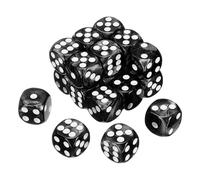 QUARKZMAN 24Pcs 6 Faces Colorés Standard Dés, 16mm Acrylique D6 Mini Polyédrique Perle Motif Jeu De Dés Set pour Table Games, Noir/Blanc Point