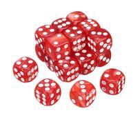 QUARKZMAN 24Pcs 6 Faces Colorés Standard Dés, 16mm Acrylique D6 Mini Polyédrique Perle Motif Jeu De Dés Set pour Table Games, Rouge/Blanc Point