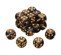 QUARKZMAN 24Pcs 6 Faces des Standard Couleurs, 16mm Acrylique D6 Mini Polyedre Perle Motif Deux Tons Couleurs Jeu De des pour Table Games, Noir/Or, Point Or