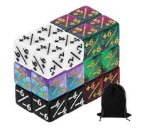 QUARKZMAN 24Pcs des Compteurs Magiques en Dés, Ensemble De Dés D6 en Acrylique avec Pochette pour Accessoires De Jeu De Cartes Standard, 6 Styles
