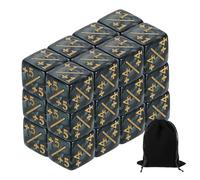 QUARKZMAN 24Pcs des Compteurs Magiques en Forme De Dés, Ensemble De D6 en Acrylique avec Pochette pour Accessoires De Jeu De Cartes Standard, Noir Marbré