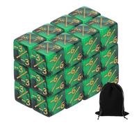 QUARKZMAN 24Pcs Dés Magiques Compteurs, Ensemble de Dés D6 Jetons de Vie en Acrylique avec Pochette pour Accessoires de Jeu de Cartes Standard, Vert & Noir