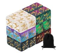 QUARKZMAN 24Pcs Dés Magiques Compteurs, Ensemble De Dés D6 Jetons De Vie en Acrylique avec Pochette pour Accessoires De Jeu De Cartes Standard, 6 Couleurs