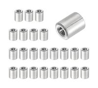 QUARKZMAN 24Pcs Écrous D'accouplement Ronds M4x0.7x8mm, Connecteur En Acier Inoxydable, Fixations De Barre Filetée, Écrous De Quincaillerie 8mm OD Pour Tige Filetée, Argent