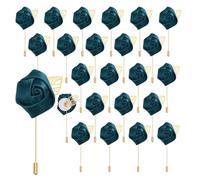 QUARKZMAN 24Pcs Épinglette Boutonnière en Fleur Roses Bleu Acier Accessoire Boutonniere Corsage Broches de Poche pour Cérémonie de Mariage Anniversaire Bal de Promo Soirée Formelle