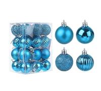 QUARKZMAN 24pcs Lac Bleu 1,18" Noël Boules Ornements Incassable Ornements Suspendue Boules pour Xmas Arbres, Mariage, Fête Décorations