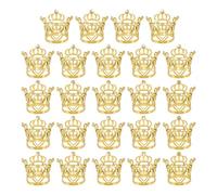 QUARKZMAN 24pcs Mini Couronne Gâteau Toppers, Alliage Reine Princesse Petite Couronne Doré Diadème Cupcake Coeur Forme avec Perle Strass pour Gâteau Anniversaire Fête, Coeur Couronne