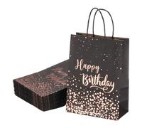 QUARKZMAN 24Pcs Sacs Cadeau Noir Rose Gold Avec Poignées En Gros, 3.1" x 6.3" x 8.7" Sacs Kraft Pour Fête Pour Mother's Day, Weddings, Birthday Celebration, Christmas