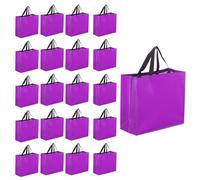 QUARKZMAN 24Pcs Sacs Cadeaux Réutilisables Étincelants Avec Poignées, Finition Brillante Sacs Fourre-Tout Non Tissés Pliables Grands Sacs De Courses, 10.6"x 13" Purple
