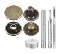 QUARKZMAN 24Set Boutons-Pression En Cuir Kit 15mm Diamètre coque Laiton Bouton-Pression 2.72" Longueur Boutons-Pression Métal Avec 4 Outils D'Installation, Bronze