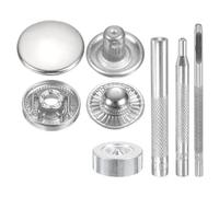 QUARKZMAN 24Set Boutons-Pression En Cuir Kit De Fermeture 20mm Dia coque Boutons En Laiton Boutons-Pression Longueur 2.76" Avec 4 Outils D'Installation pour Manteaux Sacs, Argent