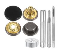 QUARKZMAN 24Set Kit De Boutons-Pression En Cuir 12.5mm Dia coque Bouton-Pression En Laiton 2.8" Longueur Boutons-Pression Métalliques Avec 4 Outils D'Installation, Noir Mat