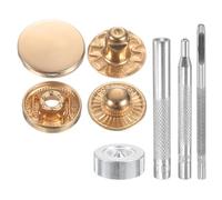 QUARKZMAN 24Set Kit De Boutons-Pression En Cuir 20mm Dia coque En Laiton Bouton-Pression 2.76" Longeur Boutons-Pression Métalliques Avec 4 Outils D'Installation, Or