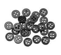 QUARKZMAN 25 Pcs Boutons En Nacre Naturelle, Attaches 4 Trou Nacre 9mm Bouton Couture Artisanat Pour Chemise DIY Decoration, Noir
