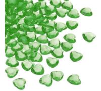 QUARKZMAN 250 Pcs Coeurs En Acrylique Vert, Cristaux Coeurs Artificiels Pour Remplissage De Vases, Décorations Coeurs Pour Valentin, Scatter Pour Table, Mariage Fête Artisanat