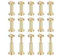 QUARKZMAN 25Pack Vis Chicago En Laiton, 10x6mm Tête Plate Vis Arrière Poste De Fixation Clou Rivets Pour DIY Artisanat En Cuir Ceinture Sangle, Ton Laiton