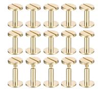 QUARKZMAN 25Pack Vis Chicago En Laiton, 12x10mm Tête Plate Vis Arrière Poste De Fixation Clou Rivets Pour DIY Artisanat En Cuir Ceinture Sangle, Ton Laiton