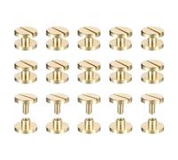 QUARKZMAN 25Pack Vis Chicago En Laiton, 3x10mm Tête Plate Vis Arrière Poste De Fixation Clou Rivets Pour DIY Artisanat En Cuir Ceinture Sangle, Ton Laiton