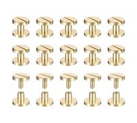 QUARKZMAN 25Pack Vis Chicago En Laiton, 5x10mm Tête Plate Vis Arrière Poste De Fixation Clou Rivets Pour DIY Artisanat En Cuir Ceinture Sangle, Ton Laiton