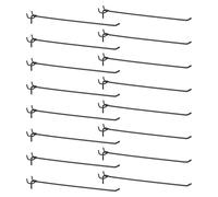 QUARKZMAN 25pcs Crochets Pour Panneau Perforé 12" En Acier Inoxydable Crochet D'Accrochage Pour Affichage Porte-Manteaux Muraux Organisateur D'Outils, Noir