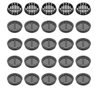 QUARKZMAN 25Pcs Grille D'Aération Ronde Pour Placard 1.97" En Plastique Circulaire Bouche D'Extraction De Sofite, Noir