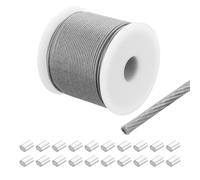 QUARKZMAN 262Ft(80M) Câble en Acier Inoxydable 304 Câble 1/16" (1,5 mm) Revêtu de Vinyle avec 20Pcs Manchons en Aluminium pour Suspendre, Cordes à Linge, Levage, Transparent