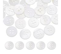 QUARKZMAN 26Pcs Boutons Ronds En Coquille Naturelle,15mm 4 Troux Nacre Coquillage Couture Pour Vetements Chemises Robes DIY Artisanat,Blanc Mat
