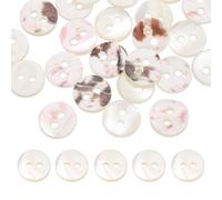 QUARKZMAN 26Pcs Boutons Ronds En Coquille Naturelle,9mm 2 Trous Boutons De Nacre Pour Vêtements Chemises Robes Couture DIY Artisanat,Perle Blanche