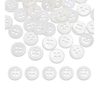 QUARKZMAN 26Pcs Boutons Ronds En Nacre Naturelle,10mm 4 Trou Boutons De Coquillage Artisanat Pour Vêtements Chemises Robes Couture DIY Fabrication Artisanale,Blanc
