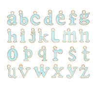 QUARKZMAN 26Pcs Charme Lettres Alphabet A-Z, Pendentif Métal Initial Alphabet A-Z Émaillé Pour Colliers Boucles D'oreilles Bracelets Fabrication De Bijoux Artisanat, Bleu Lac
