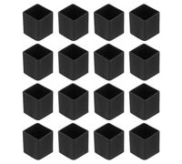 QUARKZMAN 26Pcs Embouts de Pieds de Chaise Carrés en PVC, 20mm x 20mm OD, Capuchons de Protection de Pieds de Meubles Noirs pour Table, Couvre-Pieds de Sol pour Table de Patio