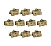 QUARKZMAN 280Pcs Embouts Sertissage Ruban, 10mm Embouts Pincement pour Marque-Pages, Fermoirs d'Extrémité Cordon pour la Fabrication Bracelets Colliers Bijoux Diy, Tons Bronze