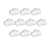 QUARKZMAN 280Pcs Embouts Sertissage Ruban, 10mm Embouts Pincement pour Marque-Pages, Fermoirs d'Extrémité Cordon pour la Fabrication Bracelets Colliers Bijoux Diy, Argent Blanc