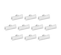 QUARKZMAN 280Pcs Embouts Sertissage Ruban, 20mm Embouts Pincement pour Marque-Pages, Fermoirs d'Extrémité Cordon pour la Fabrication Bracelets Colliers Bijoux Diy, Argent Blanc