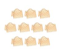 QUARKZMAN 280Pcs Embouts Sertissage Ruban, 8mm Embouts Pincement pour Marque-Pages, Fermoirs d'Extrémité Cordon pour la Fabrication Bracelets Colliers Bijoux Diy, Doré Clair