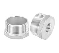 QUARKZMAN 2Pcs 1-1/2" Mâle NPT à 1/2" Femelle NPT 304 Acier Inoxydable Réducteur Douille Hexagonale, Raccords de Tuyauterie Réducteurs en Fonte pour systèmes industriels, pétrole/gaz, eau