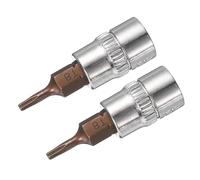 QUARKZMAN 2Pcs 1/4" Conduire x T8 Douille pour Embout Torx, Embouts en Acier S2 Douilles Cr-V 38mm Longueur à Utiliser avec Une Clé à Cliquet, Une Barre Coulissante et Une Tige d'Extension
