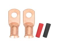 QUARKZMAN 2Pcs 1 AWG M8 Bornes De Batterie À Oeil, 5/16" 8mm Embout À Câble À Serrage En Cuivre, 2:1 Gainage Thermorétractable, Doré