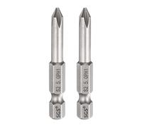 QUARKZMAN 2Pcs #1 Phillips Embouts PH1 Tige Hexagonale 1/4" Longueur 2" (50mm) Tige 5mm Magnétique Tête Croisée Embouts De Perçage Acier S2 Tournevis Industriel Pour Outils Électriques, Gris